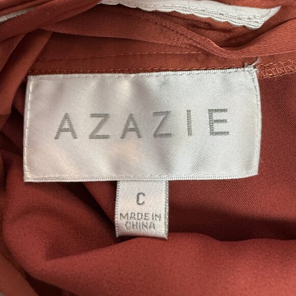 Azazie Dress New Bridesmaid Prom Wedding Party Rust Burnt Orange Spaghetti Strap - Picture 10 of 14